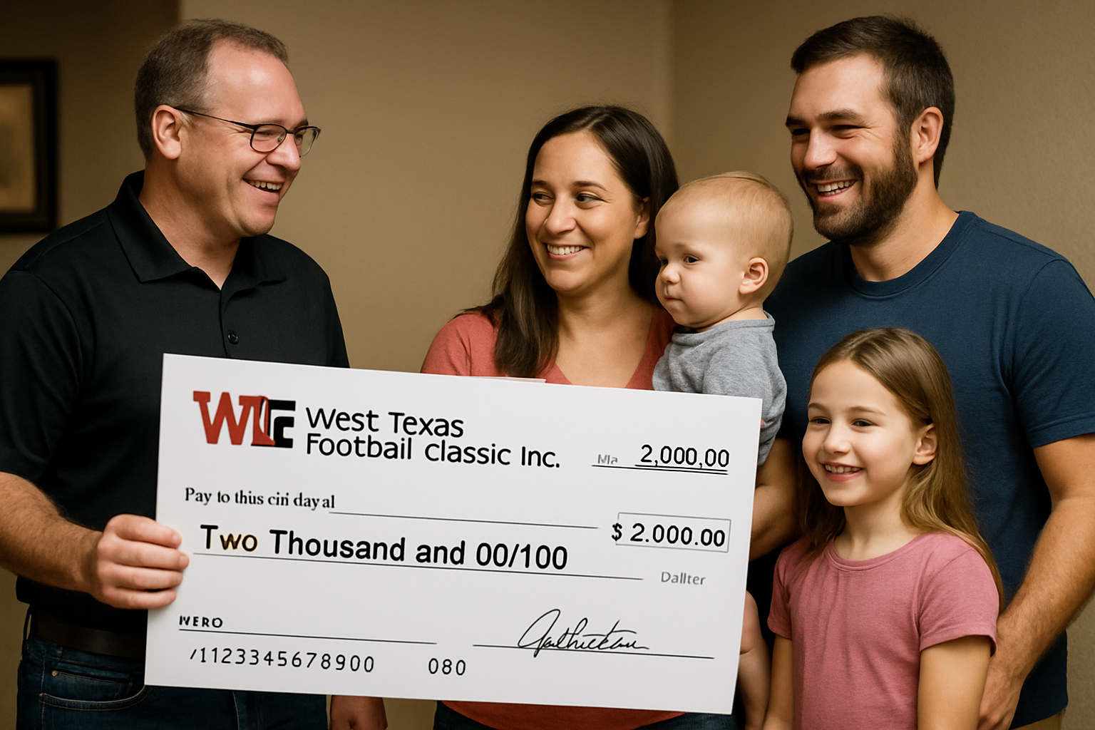 Family receiving financial assistance from West Texas Football Classic Inc